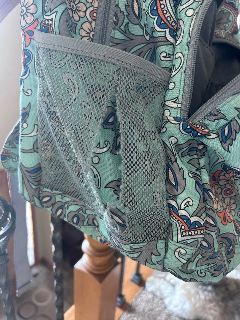 Vera Bradley Mint Paisley Floral Daypack